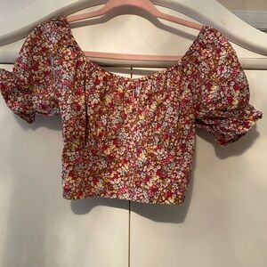 Y2k Floral Print Puff Sleeve Blouse